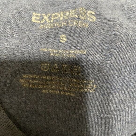 Express Men’s Solid Navy Blue Crew Neck Short Sleeve T Shirt Top Stretch Small - Picture 3 of 3